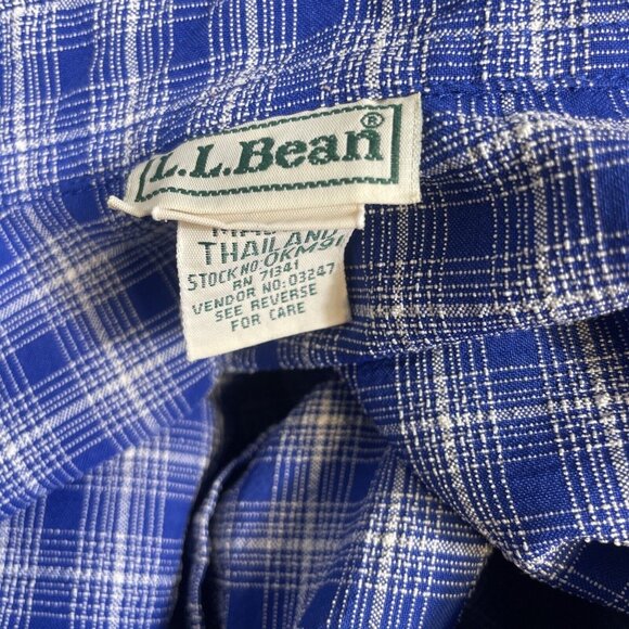 LL Bean Shirt Mens Size Extra Large Blue Front Pockets Button Up Collared Casual - Picture 8 of 12